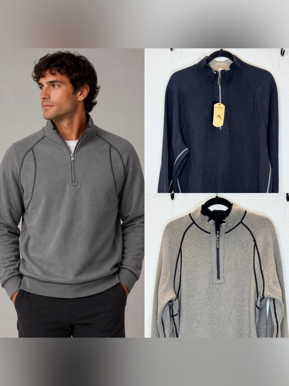 Tommy Bahama Reversible Half Zip Pullover NWT! in Midnight Oil size Large